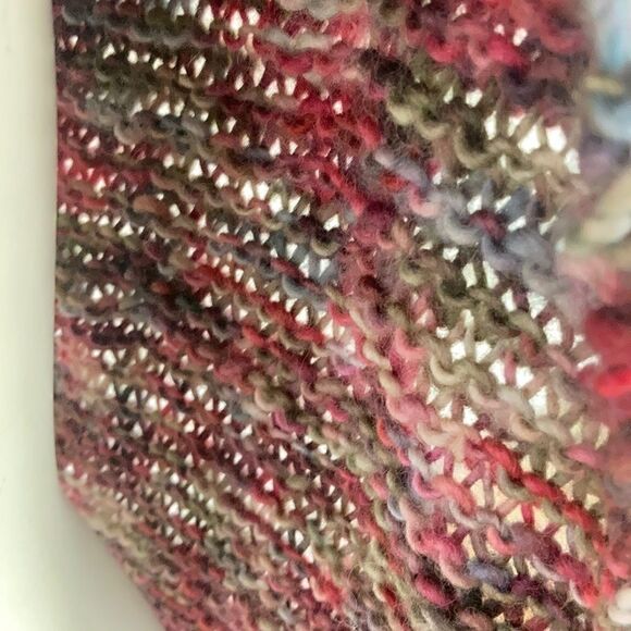 HAND CRAFTED Luxury yarn chunky knit scarf multi color wool plum orange fringe - Picture 10 of 16